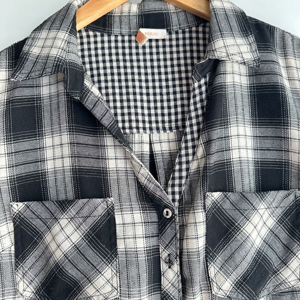 Skies Are Blue Shirt Dress Black/White Drawstring Waist Medium Oversized - Picture 12 of 16